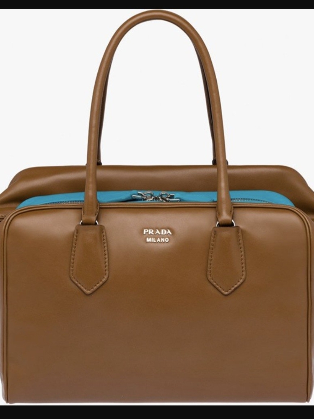 PRADA Women's Inside Bag Brown/Blue Bauletto